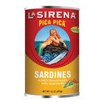 La Sirena Pica Pica con vegetables Sardinas Cans & Jars 15oz Large